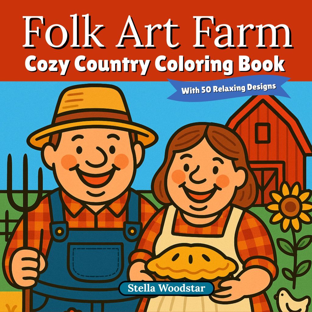 Folk Art Farm coloring book cover.